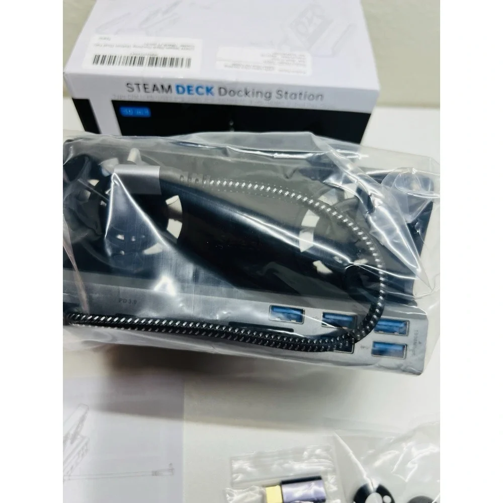 10 in 1 Docking Station with Dual Cooling Fan for‎ Steam 5 USB Ports and 4K